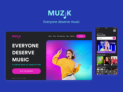 Muzik Website music stream ui ux uidesign uxdesign website design