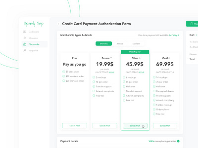 SpeedySep | Plan Pricing dashboad dashboard web design webapp