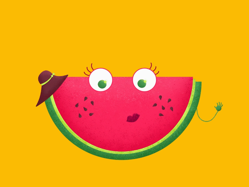 Waving Watermelon 2d character 2danimation adobe illustrator after affects animation character character concept character design colourful cute art design illustration motiondesign motiondesigner motiongraphics photoshop summer vector watermelon