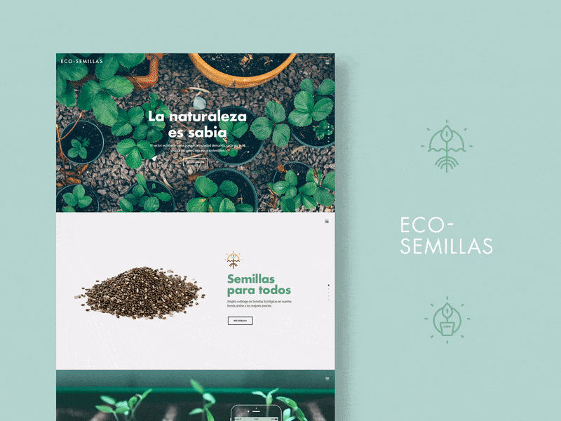 ECO SEMILLAS app branding design flat icon logo typography vector web website