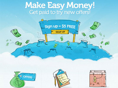 Sweepstakes Site Home Page cartoon money web design