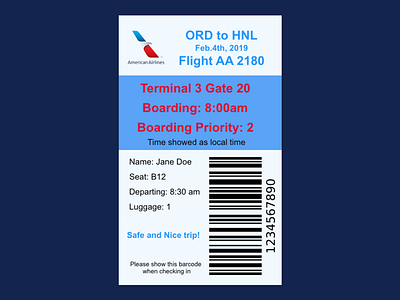 Daily UI #024 Boarding Pass