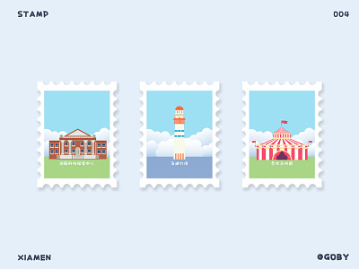 a set of stickers by Xiamen graphic design illustration stamp