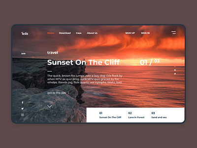 travel-sunset on the cliff photography travel ui ux web