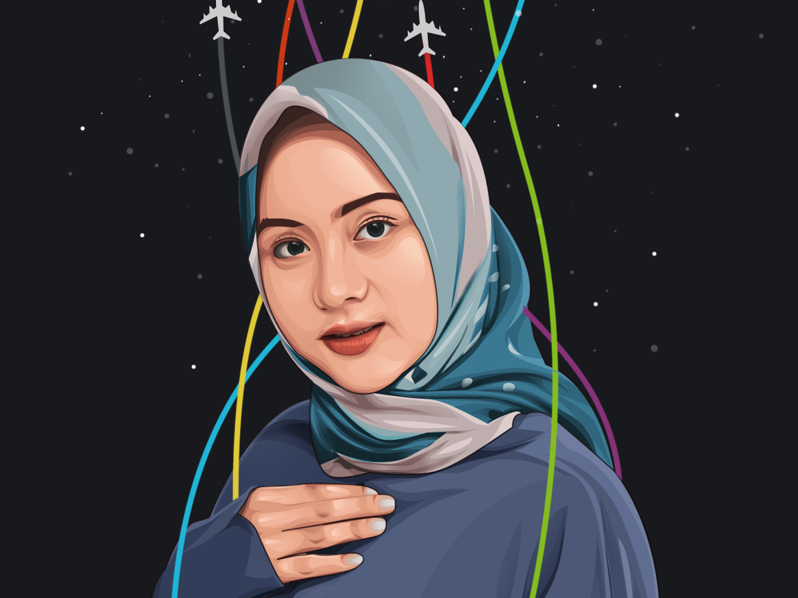  hijab art  vector