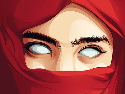 red girl with with eyes