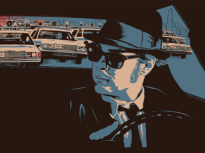 We're on a Mission from God blues brothers car cop film illustration movie poster print screen