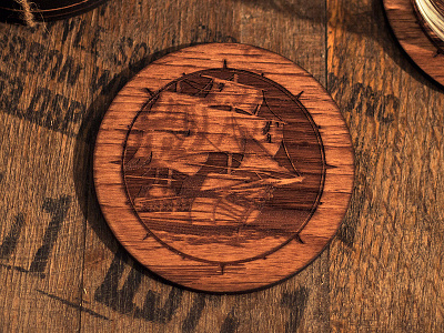 Marauders Pirate Ship Coasters coaster engrave laser marauder pirate product wood