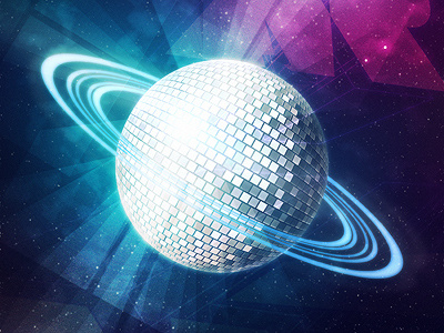 Disco Planet ball blue disco electro pink planet rings space
