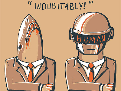 Indubitably! daft punk screen print shark suit weird