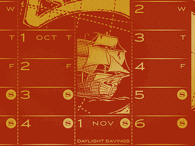 Marauders 2015 Linear Calendar Closeup boat calendar gold linear map pirate poster screen print