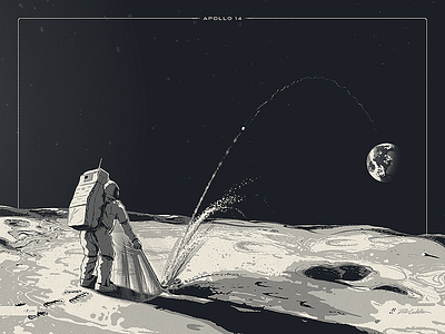 Miles and Miles and Miles art astronaut golf illustration poster screen print space