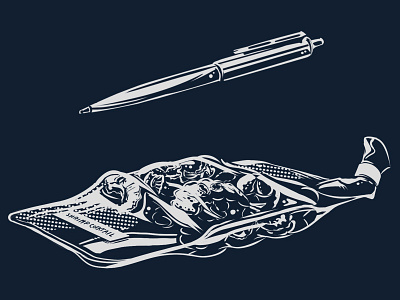 Space Pen & Dehydrated Shrimp Cocktail apollo astronaut illustration nasa pen shrimp space