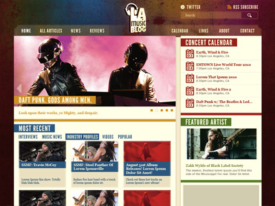 Warm Music Header - Full blog header music news rainbow website wordpress