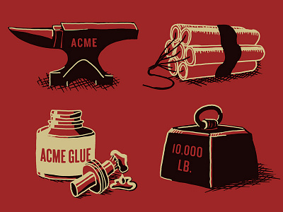 More quality ACME products acme anvil cartoon design drawing dynamite glue illustration red weight