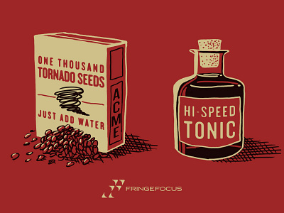 ACME Tornado Seeds & Hi-Speed Tonic acme cartoon corporation design drawing illustration packaging red