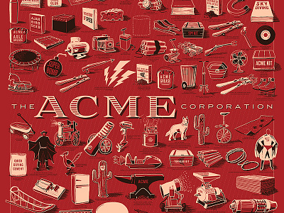 The ACME Corporation acme bomb cartoon corporation drawing illustration kickstarter poster print rocket