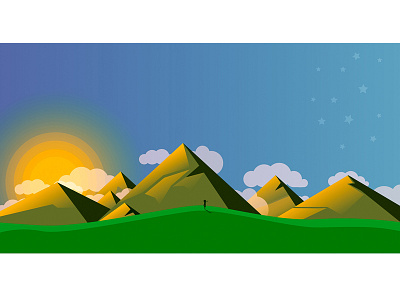 Sunset In The Mountains concept design illustration minimalism mountain tops mountains shadow sunset