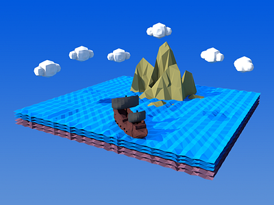 Low Poly Ship Sailing