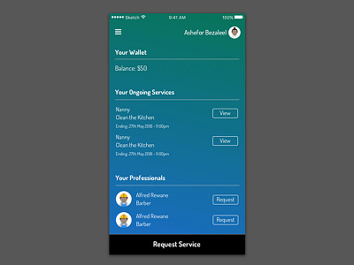 Client Dashboard for Service Professionals App