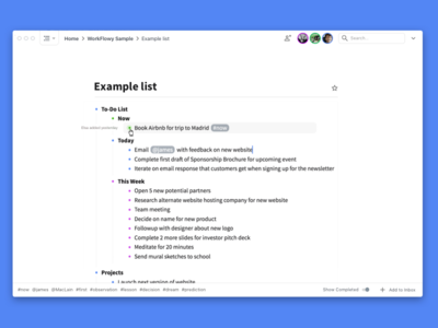 Collaborative list making with the WorkFlowy desktop app