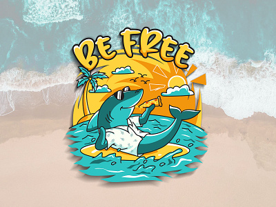 Enjoy the summer beach design graphic design illustration ocean pizza shark sticker summer surf