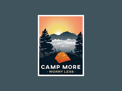 Camp More Worry Less adventures camp illustration logo logo badge logo design logos logotype mountain sticker