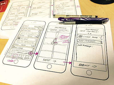 Wireframe of Curated Collections Experience mobile ui pen and paper sketch ux process wireframes
