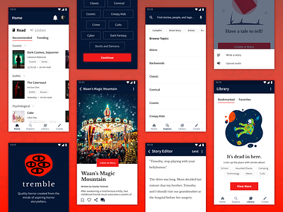 Horror Storytelling App browse clean design figma mobile product search ui ux