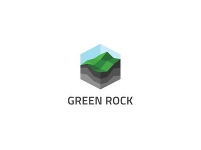 GREEN ROCK logo branding design earth flat icon layers logo low poly vector