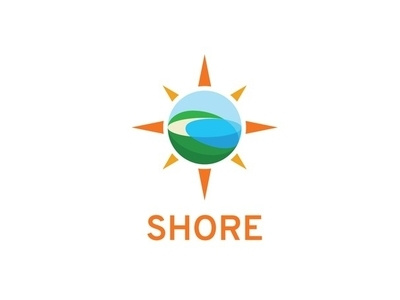 SHORE logo branding design flat for sale icon logo sea shoreline sun vector