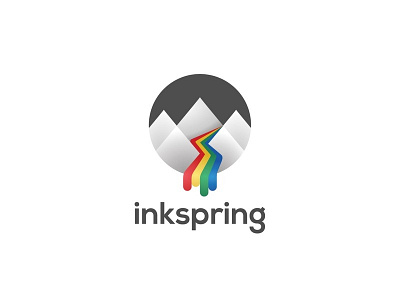 inkspring logo branding colors design geometric icon logo mountain river vector