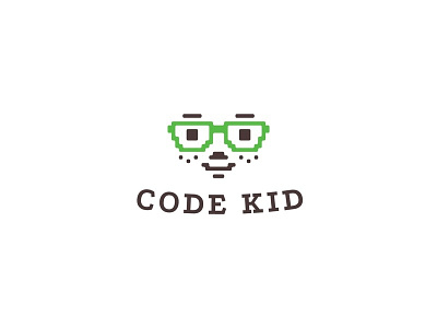 CODE KID logo branding design face for sale freckles glasses icon logo pixel vector