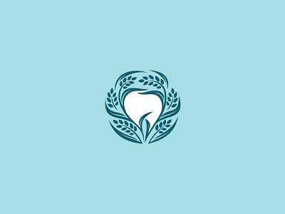 GreenDent logo branding dental care dental logo design for sale green logo natural negative space tooth turqoise vector wheat