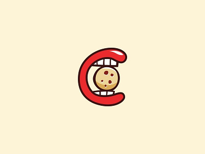 C is for Cookie bite cookie design food icon mouth teeth vector