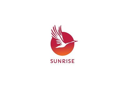 SUNRISE logo bird bird logo branding crane design flying logo negative space red sun vector