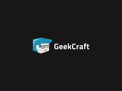 GeekCraft logo blue branding cubic design flat for sale geek icon logo pixel vector