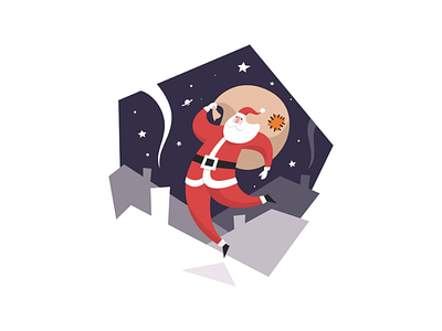 Santa at work flat for sale gift holiday illustration inkscape night roof santa claus sky stars winter