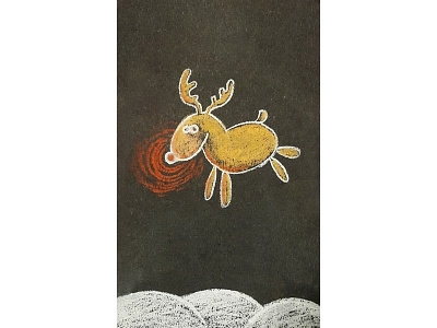 Where Is Rudolph? cardboard floating hills holidays illustration night sky pastel red nose reindeer winter