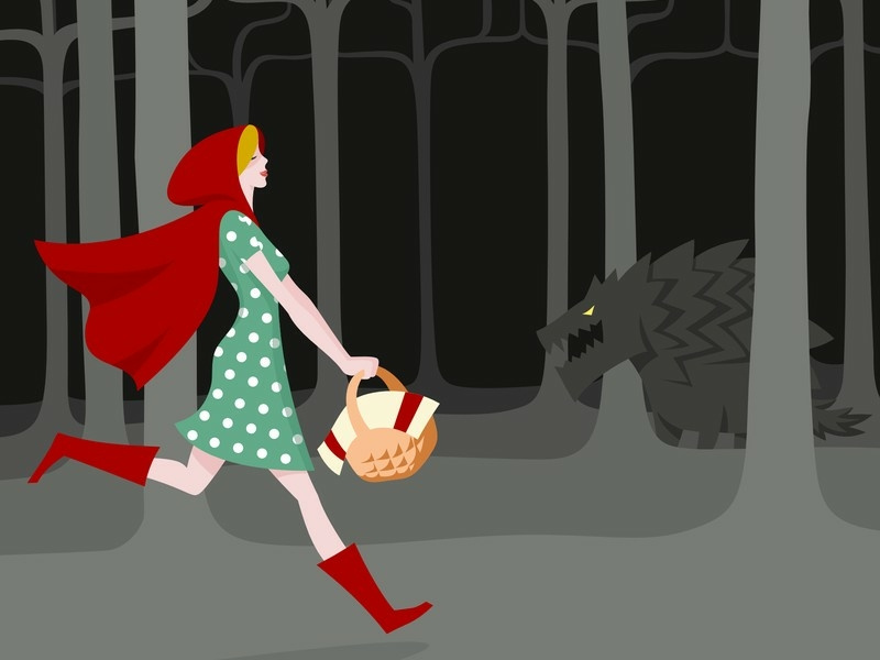 Red Riding Hood 2 monster forest illustration vector red riding hood