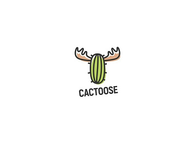 Cactoose logo antlers cactus logo mono line moose spikes vector