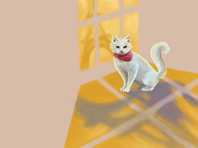 Kitty in Paris digital illustration painting