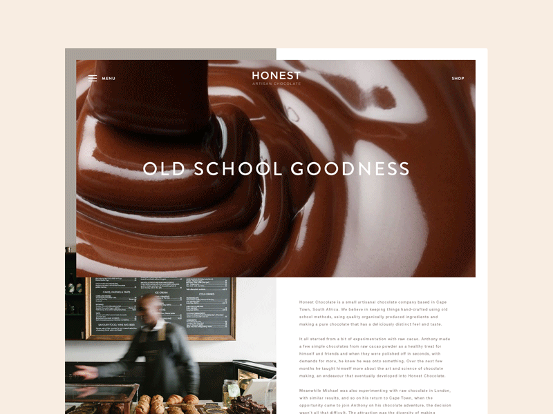 Honest Chocolate animated choc chocolate design minimal ux web web design website