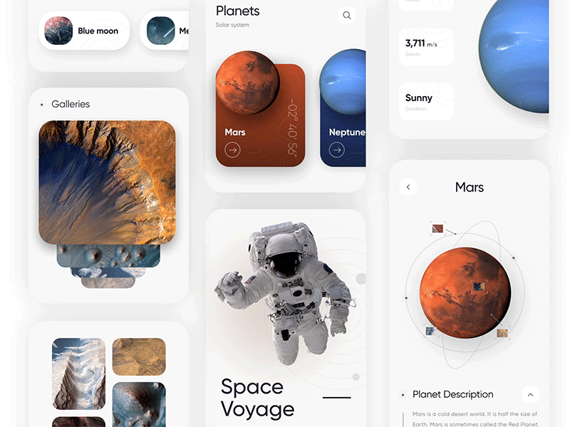 Planet Mobile App animation dark design mobile app