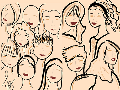 “Be a lady” cute editorial illustration line drawing minimal simple women