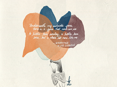 [PostCard Poetry] UNDERFACE - Shel Silverstein's charcoal illustration poem poetry postcard procreate sketch watercolor