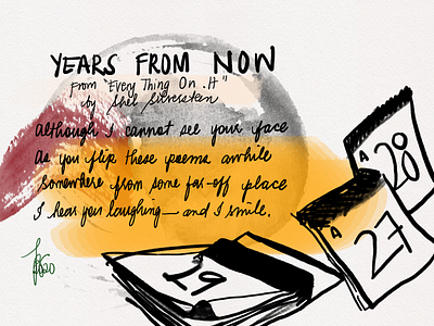 [POSTCARD POETRY] Years from Now - Shel Silverstein charcoal gouache illustration illustrations japanese poetry procreate