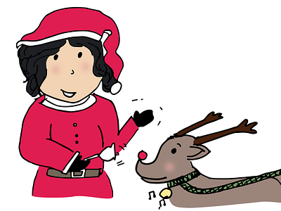 Kiddie Claus and Rudolph christmas illustration kid santa