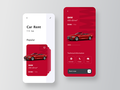 Car Rent App app design ui ux