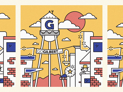 Gilbert Illustration arizona city illustration downtown downtown illustration gilbert graphic design linework town illustration town of gilbert